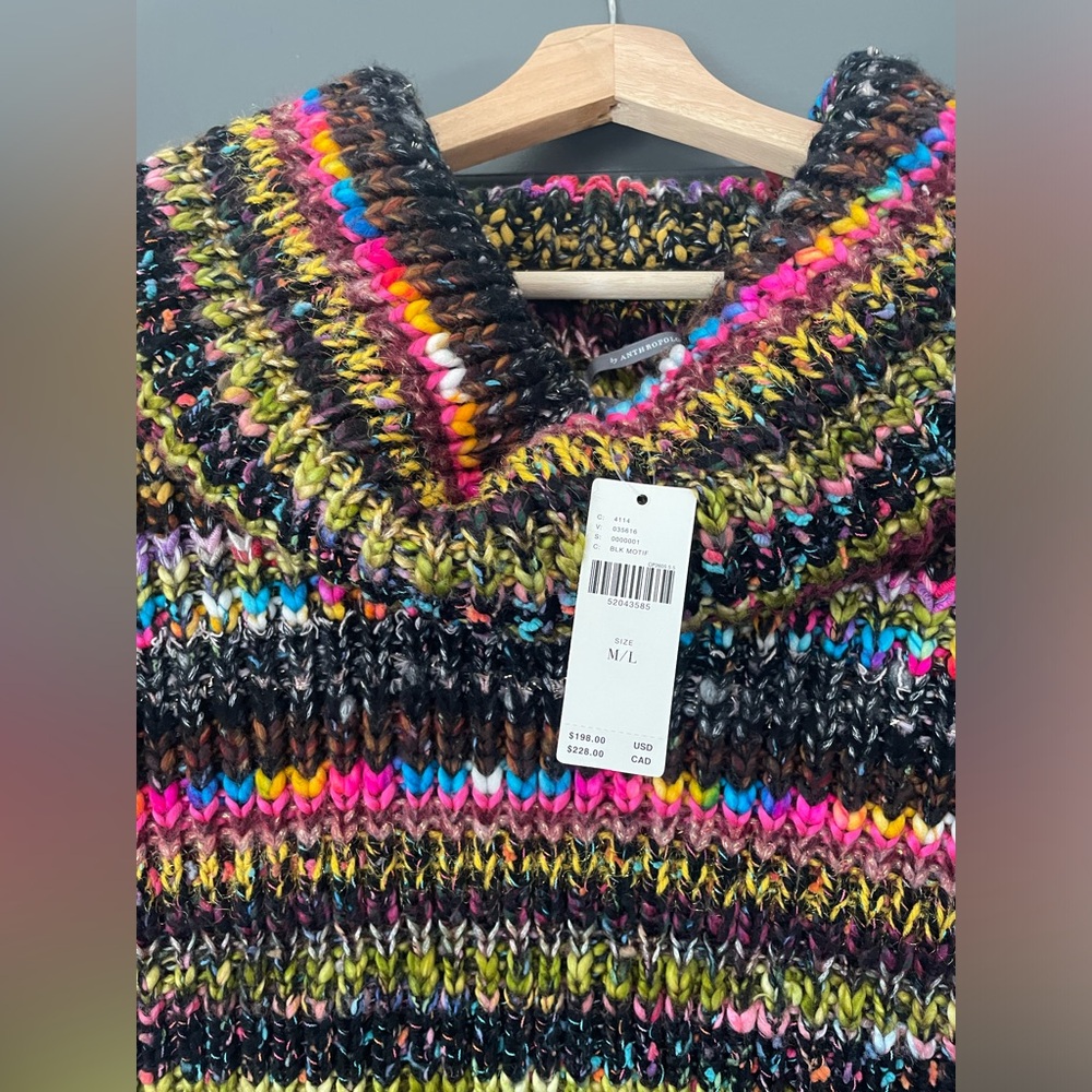 Multicolor Knit Cowl Neck Sweater